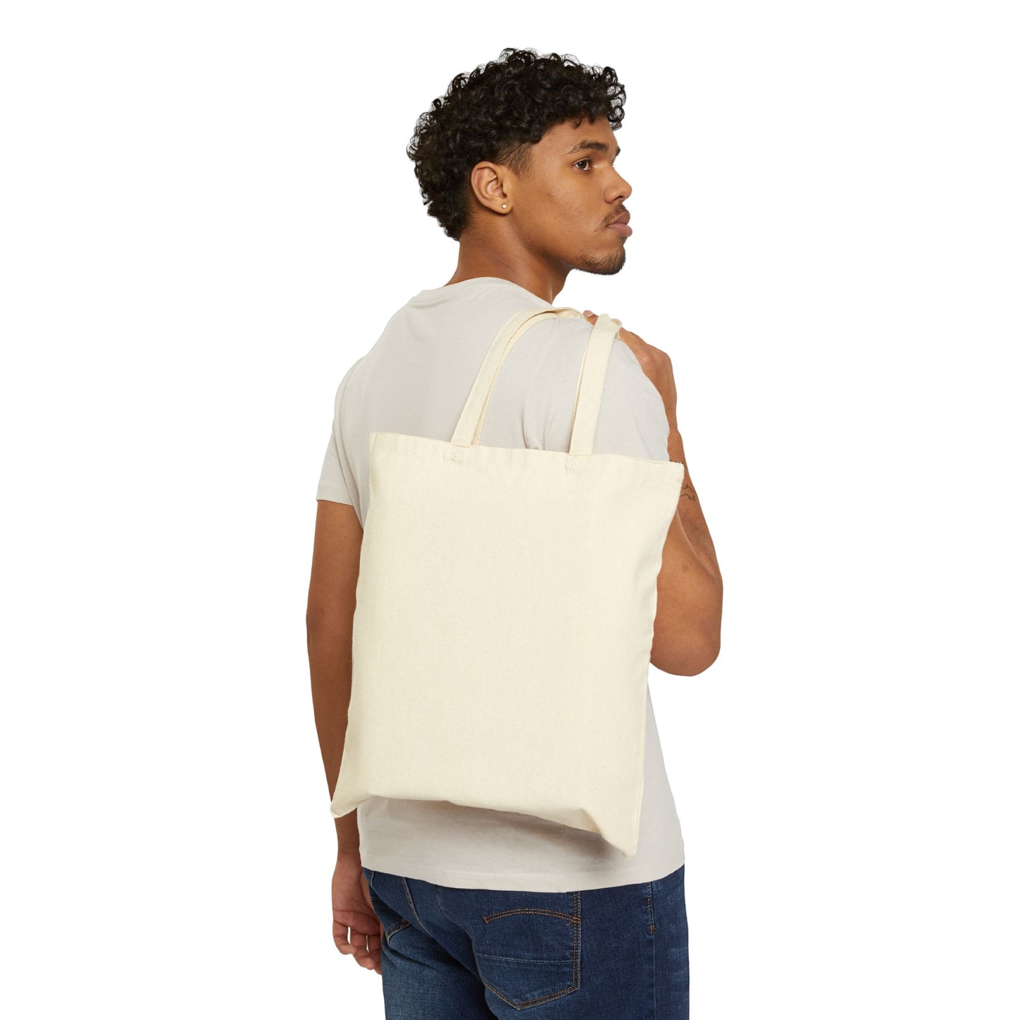 White writing Cotton Canvas Tote Bag