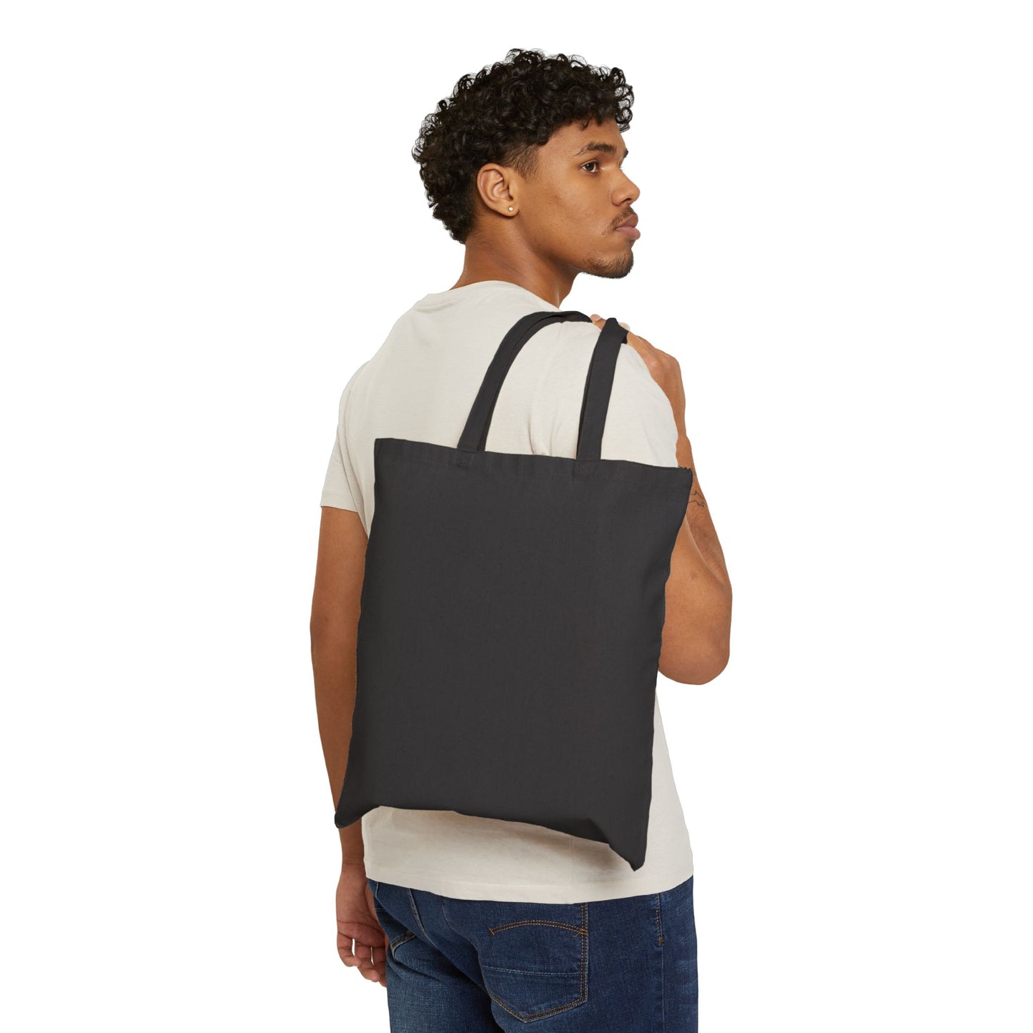 White writing Cotton Canvas Tote Bag